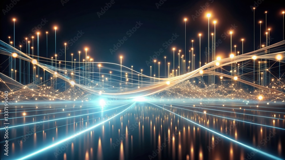 Aufkleber minimalist data flow & ai cybersecurity: abstract network security concept