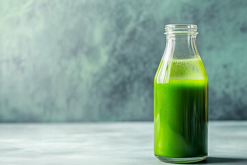 Obraz premium Elegant Bottle of Freshly Brewed Matcha Green Tea on a Minimalist Background
