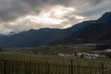 Landscape of Eppan an der Weinstrasse, a town near Bolzano, South Tyrol, Italy