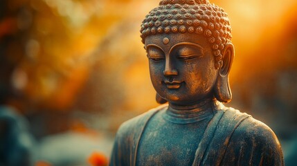 Buddha figurine in a meditative pose, symbolizing peace, spirituality, and inner harmony, perfect for Zen decor and mindfulness themes, book illustration style