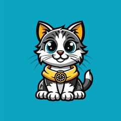 Obraz premium Adorable Feline Mascot Character Vector Illustration Sitting Pose