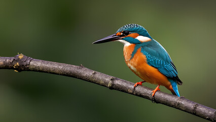 Obraz premium A colorful kingfisher perched on a branch in the wild
