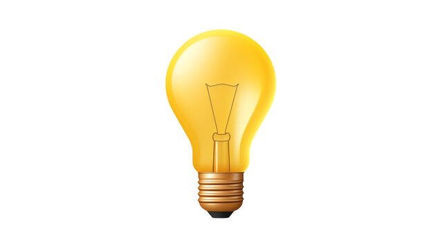 A single glowing light bulb with a filament on a black background in a centered compositionisolated on transparent background	