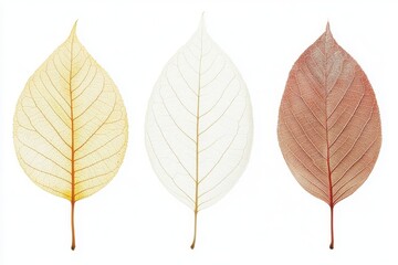 Collection of autumn leaves isolated on white or white background