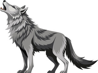 Obraz premium A lone howling wolf vector art illustration