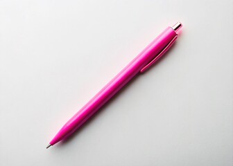 Minimalist Pink Pen on White Background: Clean & Simple Stock Photo
