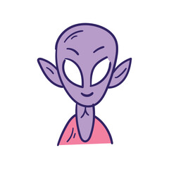 Obraz premium Alien color line doodle icon with white background vector stock illustration