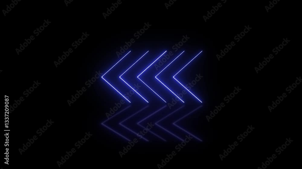 Aufkleber glowing neon arrow direction animation on a black background, creating a vibrant visual effect. the 