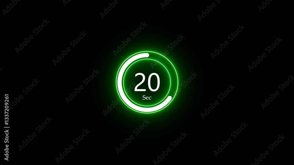 Poster sleek 30 second countdown timer with double circle design. bold numbers on orange gradient and black