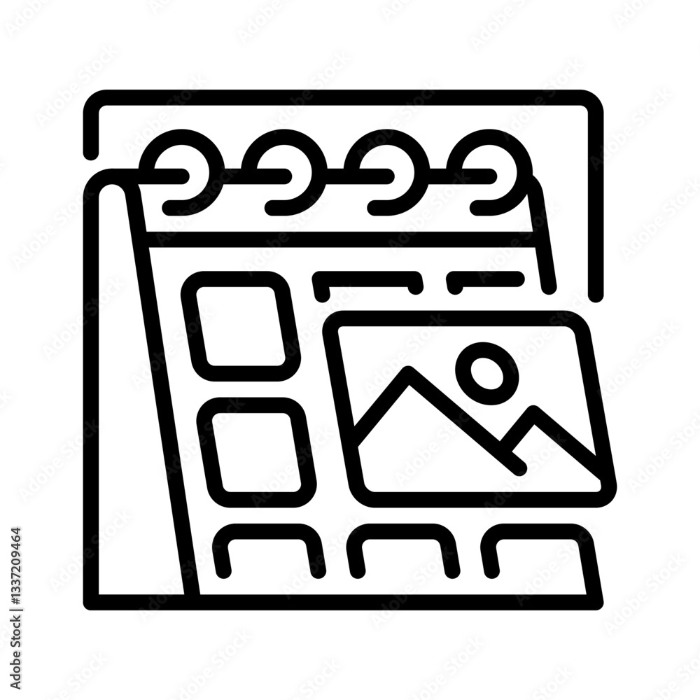 Poster content calendar line icon. linear style sign for mobile concept and web design. outline vector icon