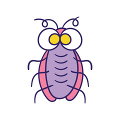 Cockroach color line doodle icon with white background vector stock illustration