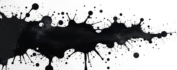 Abstract black ink splatter on white, high contrast , blot, ink splatter