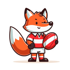 Obraz premium Sporty fox character in striped uniform holding football. Vector illustration for sports themes, team mascots, or athletic promotional materials.