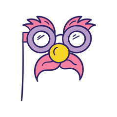 Funny Props color line doodle icon with white background vector stock illustration