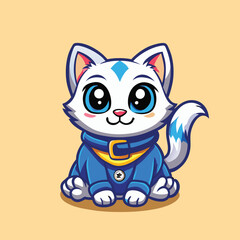 Adorable White Cat Vector Mascot Character with Cool and Playful Style