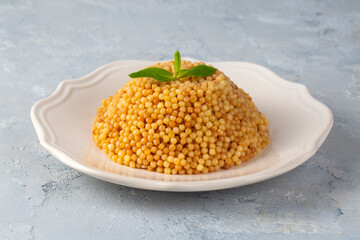 Couscous pilaf. Turkish name; kuskus pilavi