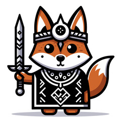 Fototapeta premium Majestic fox warrior with sword and ornate armor. Perfect for fantasy game character or medieval-themed illustration.