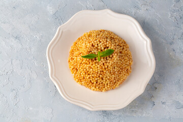 Couscous pilaf. Turkish name; kuskus pilavi