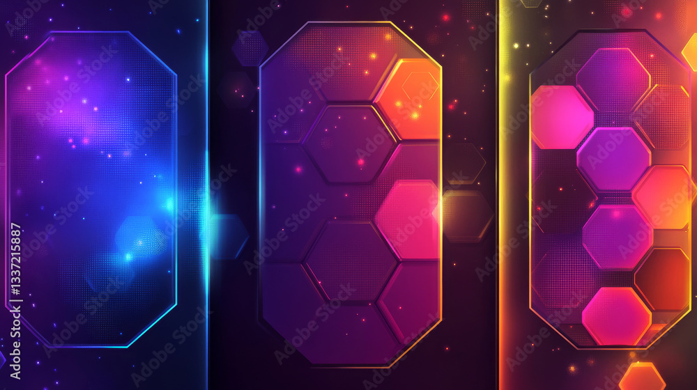 Aufkleber set of abstract template banner with color hexagons