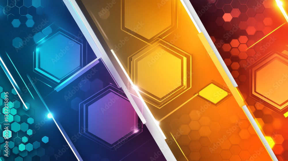 Aufkleber set of abstract template banner with color hexagons