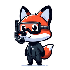 Special forces fox in tactical gear with weapon. Vector illustration for military operations, security services, or action game character designs.