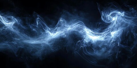 Fototapeta premium Blue smoke swirls on black background (2)