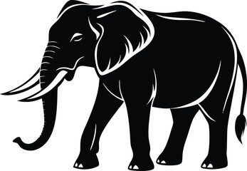 Fototapeta premium Beautiful elephant silhouette black color vector illustration