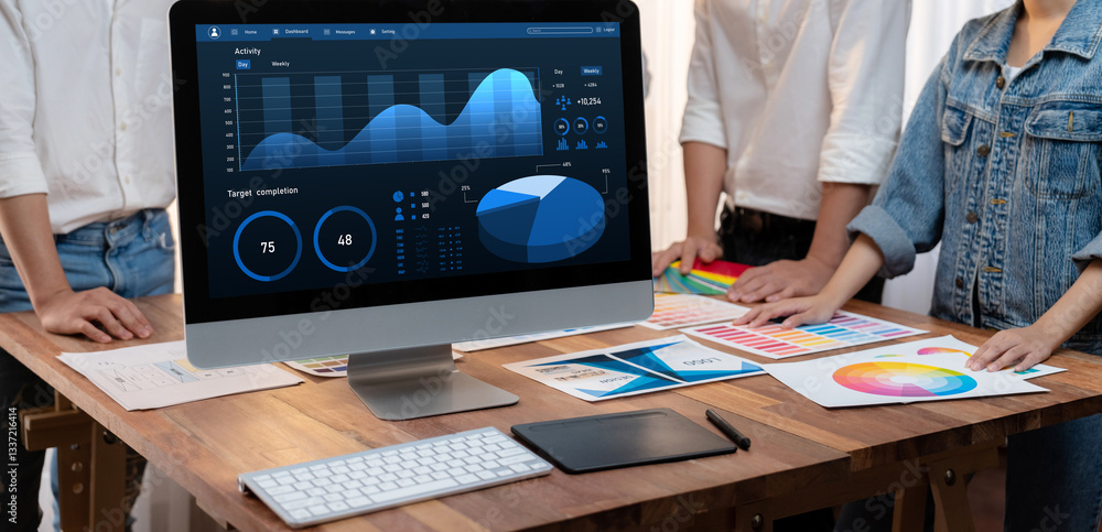 Aufkleber business data dashboard provide brisk business intelligence analytic for marketing strategy planning