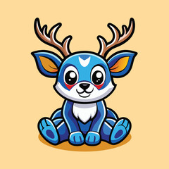 Fototapeta premium Adorable Car Mascot Featuring a Sitting Deer in Vector Format
