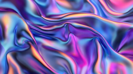 Obraz premium A vibrant abstract image showcasing colorful silk fabric with iridescent hues of blue, purple, and pink gracefully flowing and blending together.