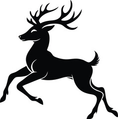 Beautiful jumping deer silhouette black color vector illustration