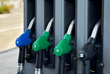 A set of roadside equipment designed for refueling vehicles.