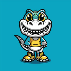 Fototapeta premium Adorable Dinosaur Character Cartoon Mascot with Vector Logo