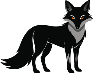 Obraz premium Beautiful animal fox silhouette black vector artwork