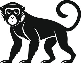 Obraz premium Beautiful animal monkey silhouette black vector artwork