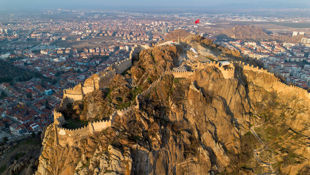 Afyon Castle and Afyon City view from Hidirlik Hill