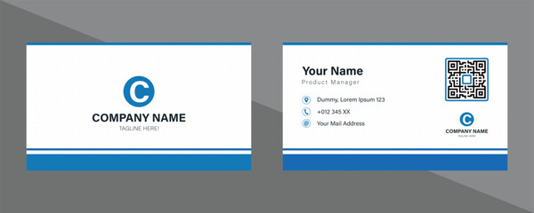 Modern Blue corporate business card and name card template design with minimalist style