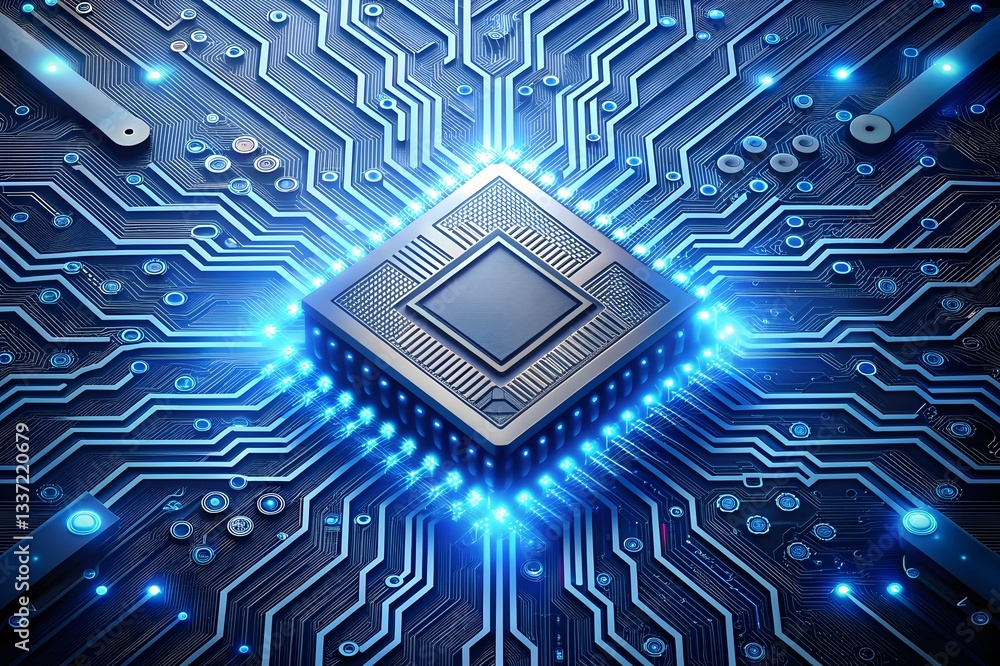 Poster ai technology microchip background digital transformation concept
