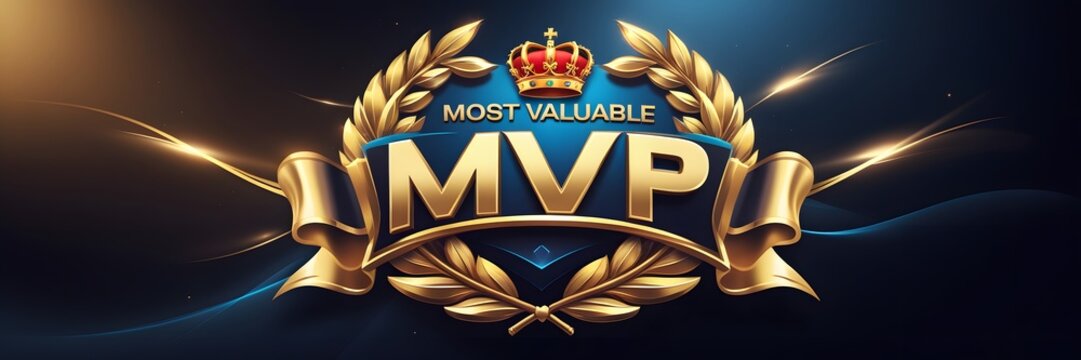 A luxurious MVP logo poster, symbolizing the highest achievement in the game, with the text &ldquo;Most Valuable Player&rdquo;
