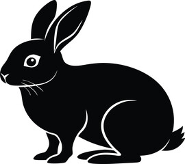 Fototapeta premium Beautiful animal rabbit silhouette black vector artwork 