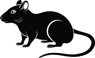 Obraz premium Beautiful animal rat silhouette black vector artwork