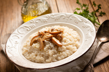 Rice with cep, traditional italian recipe