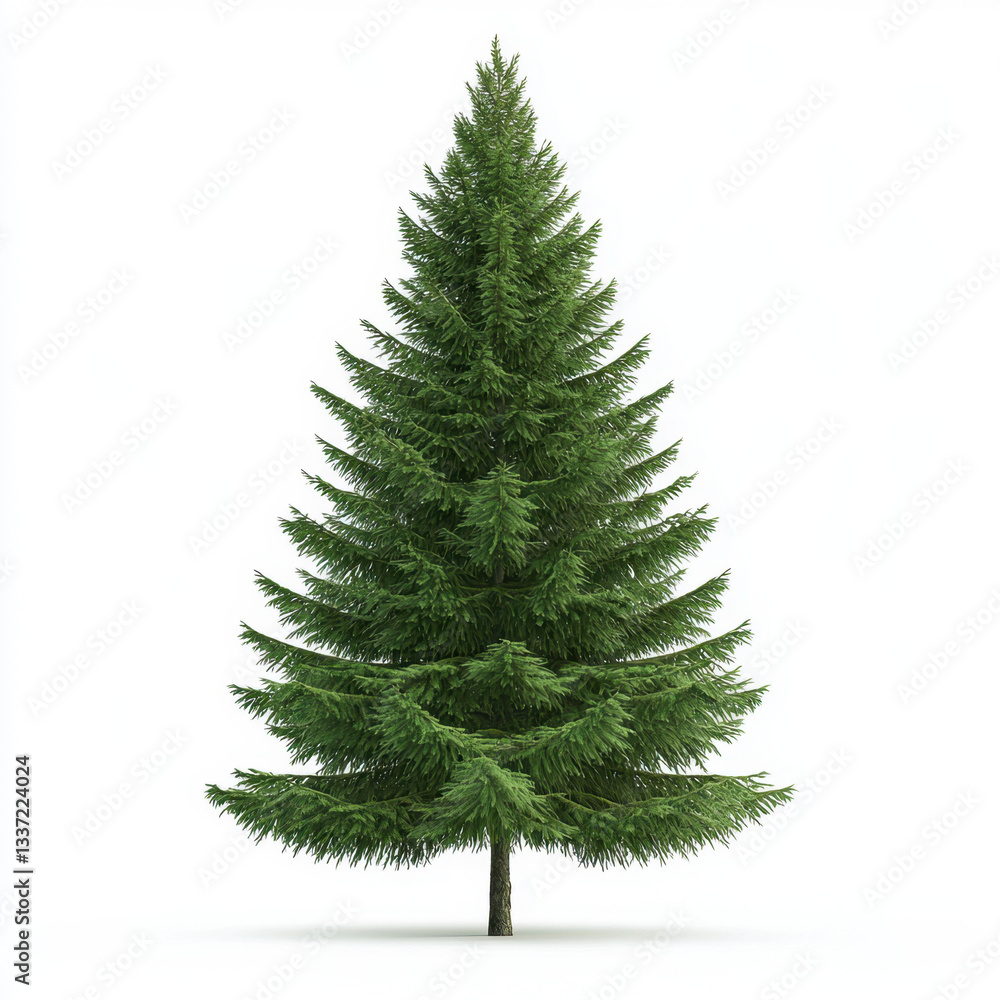 Poster charming small pine tree captured in a realistic photography style with ample copy space for text or