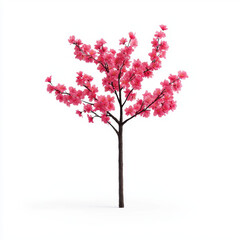 Obraz premium Striking pink tree captured in stunning realistic photography on a clean white background with ample copy space for text or branding