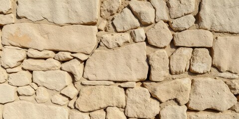 Fototapeta premium Ancient weathered stone wall, crumbling texture, aged surface, architecture, masonry