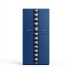 Modern blue book with an open zipper, showcasing an organized interior for professional documents, ideal for resumes or portfolios, combining functionality with a contemporary design approach