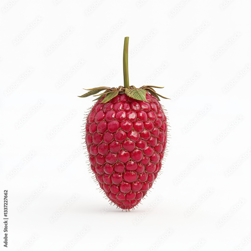 Poster delightful realistic photography of a ripe raspberry fruit set against a soft background with ample 