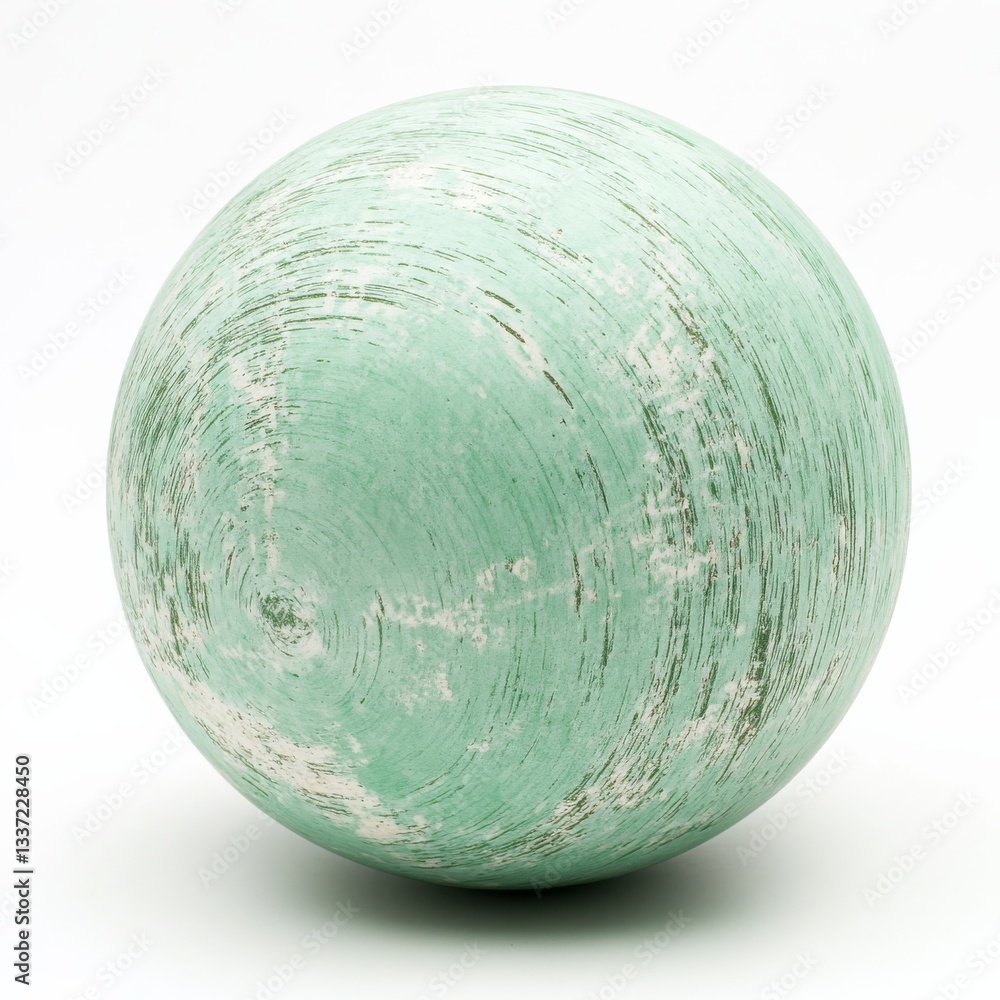 Poster abstract textured sphere in light green and white against a white background, demonstrating form and