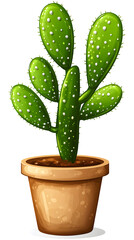 Fototapeta premium Potted Cactus Plant Thriving in Brown Pot, Green Spines and White Spots, Home Decor