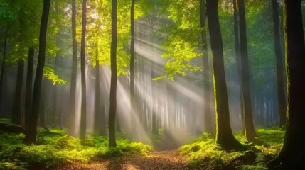 Obraz premium Sunlit Forest Path
